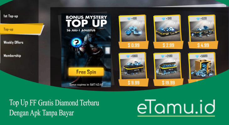 Top Up FF Gratis Diamond Terbaru Dengan Apk Tanpa Bayar