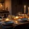 Candlelit dining setting